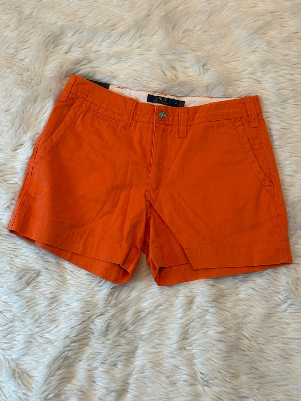 Polo by Ralph Lauren Bright Orange Cotton Shorts Women Chino Women Size 4 New